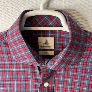 Johnnie-O Hanging Out Red/Blue Plaid Button Up Shirt Size S